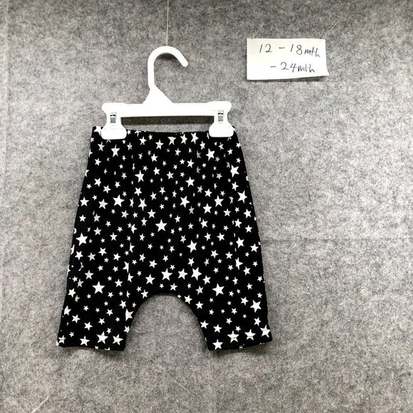 Korean Brand Baby 12-18M Black Star Print Drop Crotch Shorts Cotton Blend - Picture 2 of 8